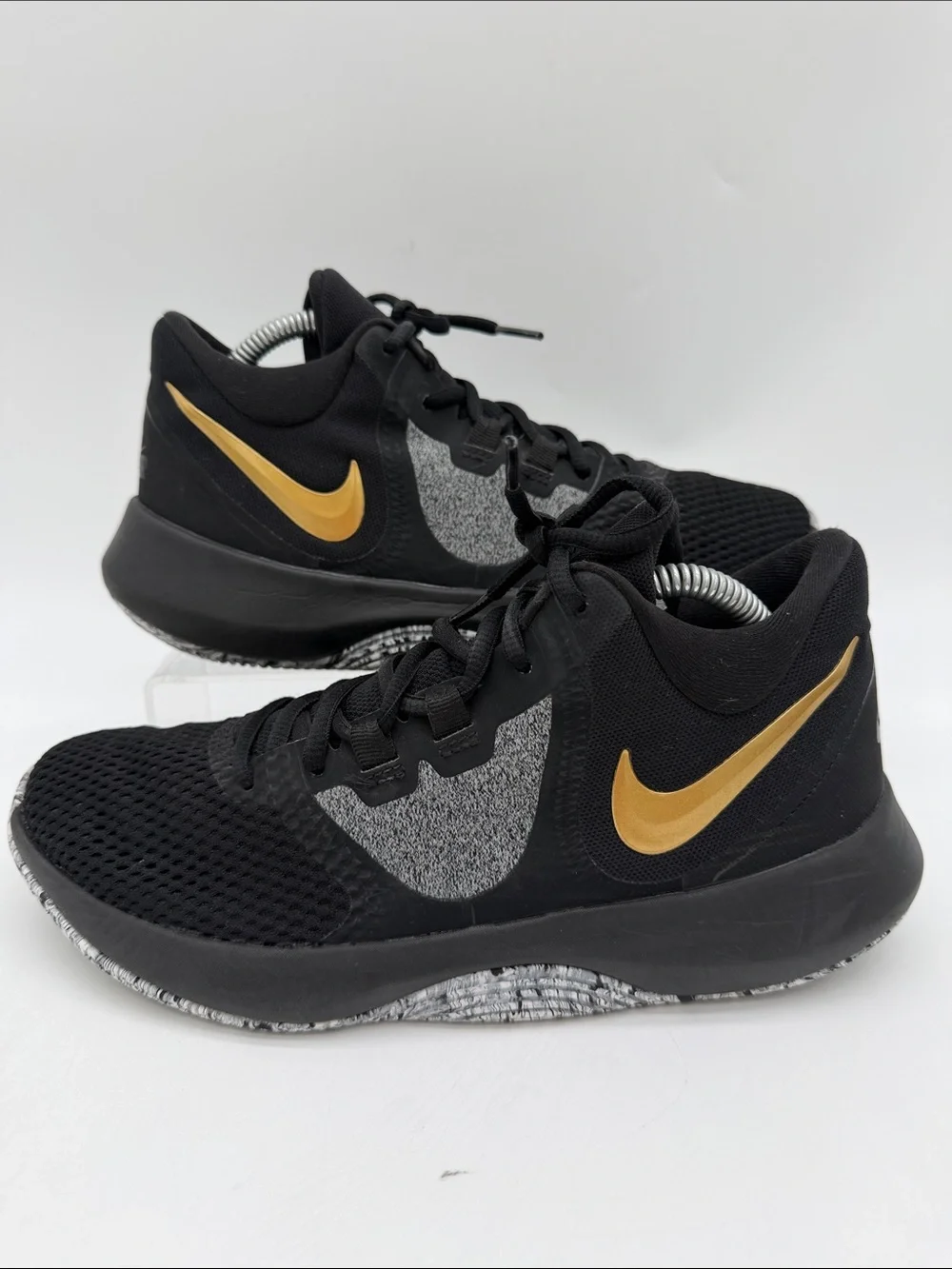 NIKE Air Precision II NBK Black/Metallic Gold B-Ball Trainer Mens 7.5 AA706-090